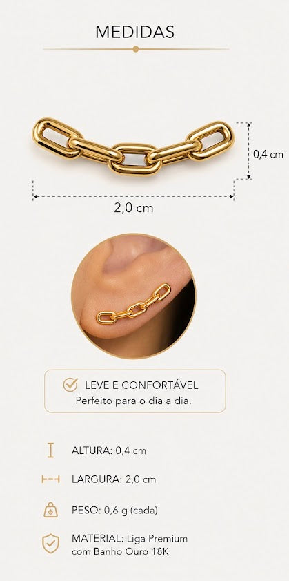 Brinco Earcuff Corrente 5 Elos.