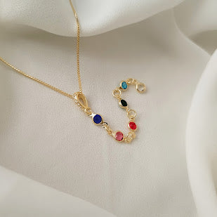 Gargantilha Pingente Gravatinha + Tiffanys Coloridas.