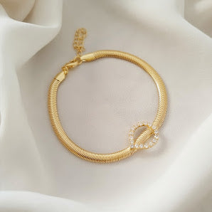 Pulseira Malha Cobra com Gota Em Zirconias.