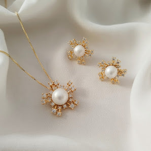 Conjunto Sol Zirconias e Pérola.